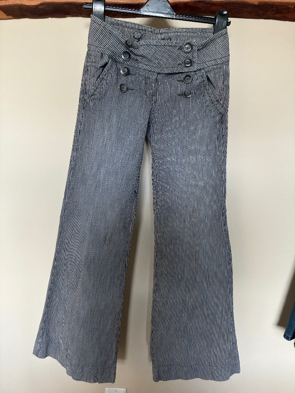 Wide Leg Navy/White Stretch Denim size 25